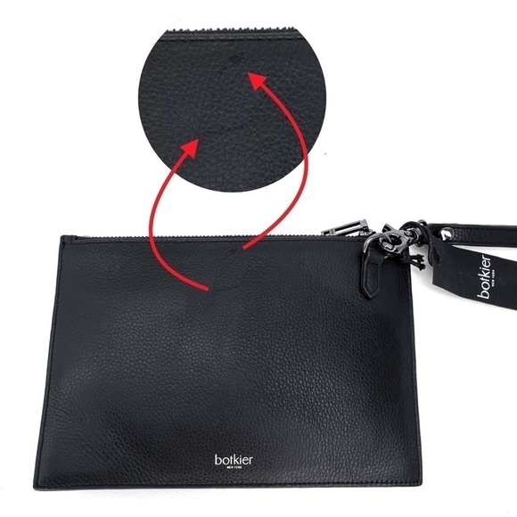 Botiker Wristlet Clutch Valentina Medium Clutch Black Leather Silver New NWT - Picture 4 of 12